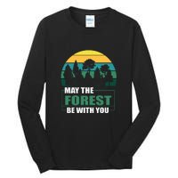 Retro May The Forest Be With You Camping Gift Tall Long Sleeve T-Shirt