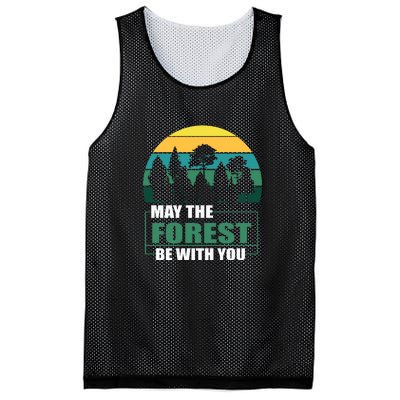 Retro May The Forest Be With You Camping Gift Mesh Reversible Basketball Jersey Tank