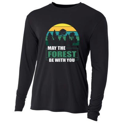 Retro May The Forest Be With You Camping Gift Cooling Performance Long Sleeve Crew