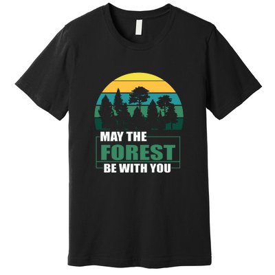 Retro May The Forest Be With You Camping Gift Premium T-Shirt