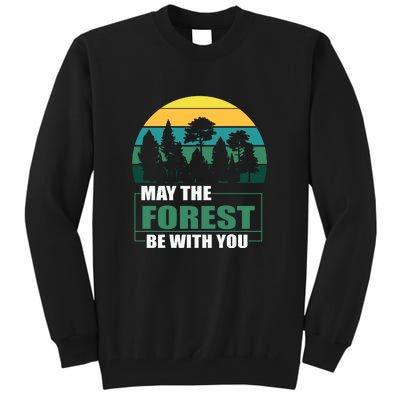 Retro May The Forest Be With You Camping Gift Tall Sweatshirt