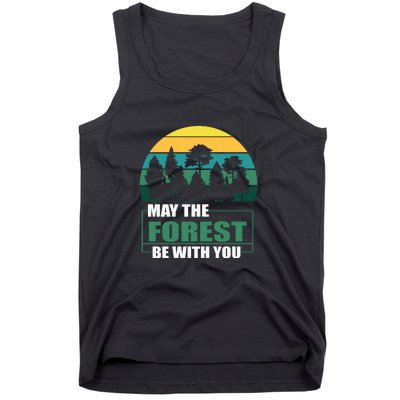 Retro May The Forest Be With You Camping Gift Tank Top