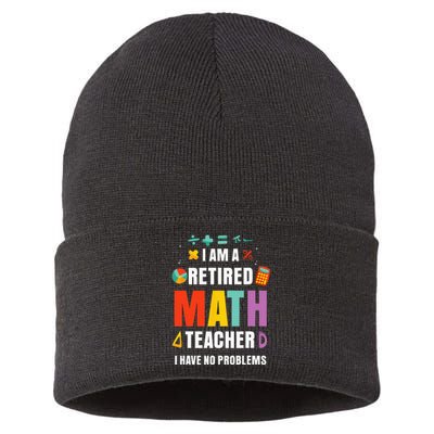 Retired Math Teacher Funny Retirement Quotes Sustainable Knit Beanie