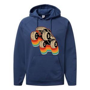 Retro Monster Truck Big Style Truck Performance Fleece Hoodie