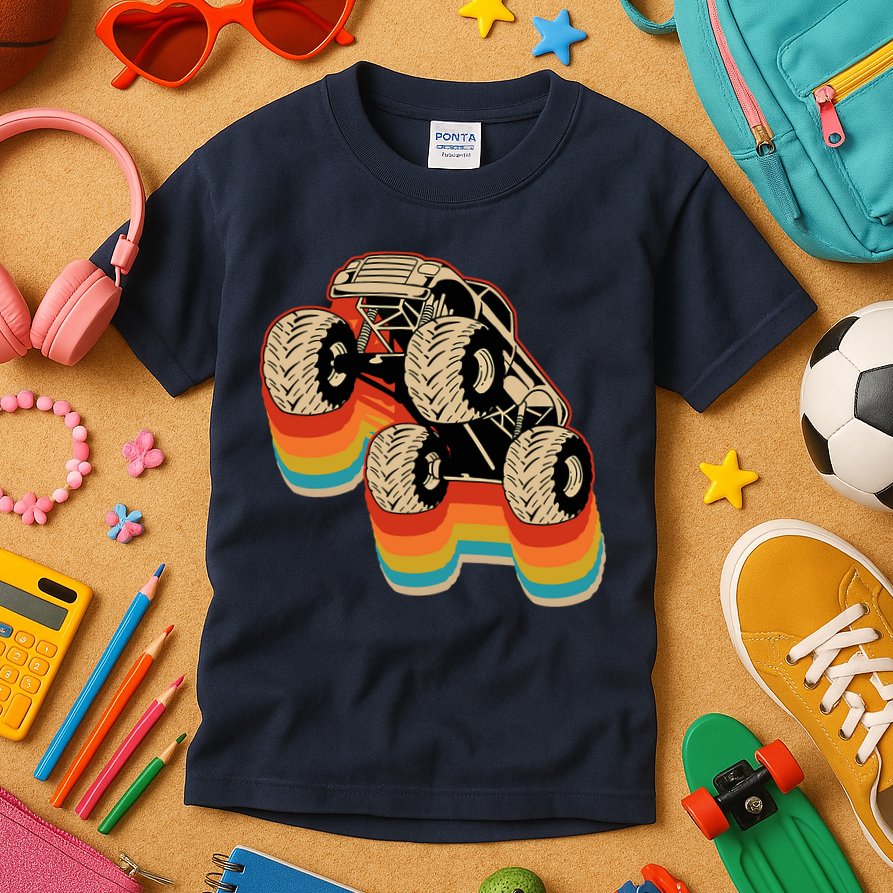 Retro Monster Truck Big Style Truck Kids T-Shirt