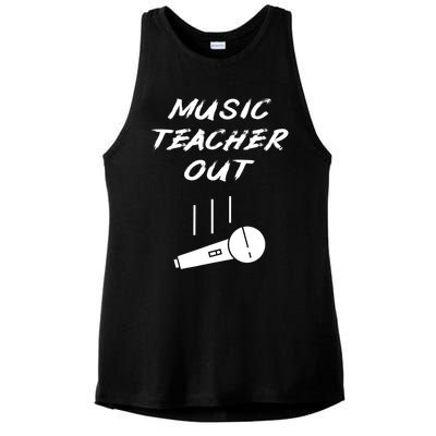 Retired Music Teacher Out Retirement Mic Drop End Of Year Ladies PosiCharge Tri-Blend Wicking Tank