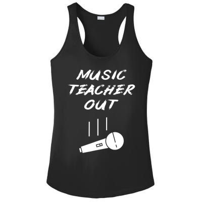 Retired Music Teacher Out Retirement Mic Drop End Of Year Ladies PosiCharge Competitor Racerback Tank