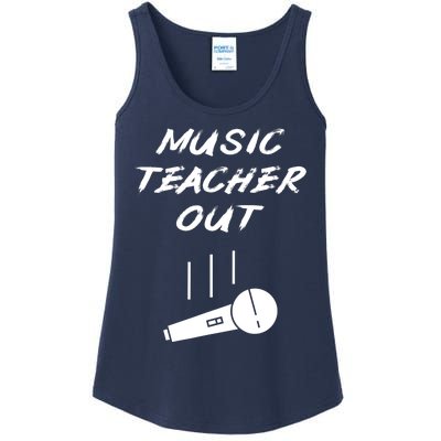 Retired Music Teacher Out Retirement Mic Drop End Of Year Ladies Essential Tank