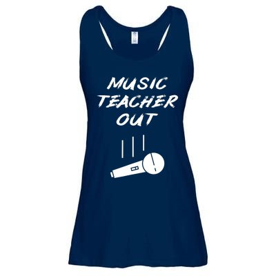 Retired Music Teacher Out Retirement Mic Drop End Of Year Ladies Essential Flowy Tank