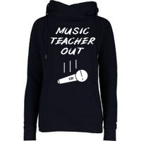 Retired Music Teacher Out Retirement Mic Drop End Of Year Womens Funnel Neck Pullover Hood