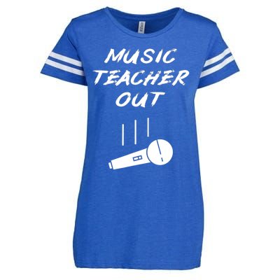 Retired Music Teacher Out Retirement Mic Drop End Of Year Enza Ladies Jersey Football T-Shirt