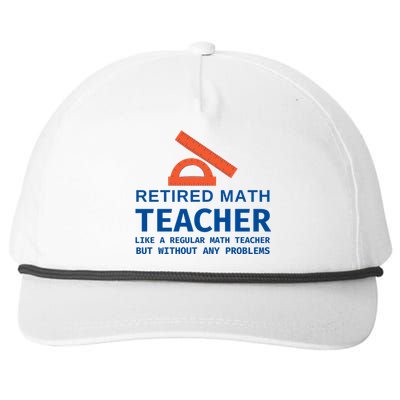 Retired Math Teacher Funny Retirement Gift Problems Snapback Five-Panel Rope Hat