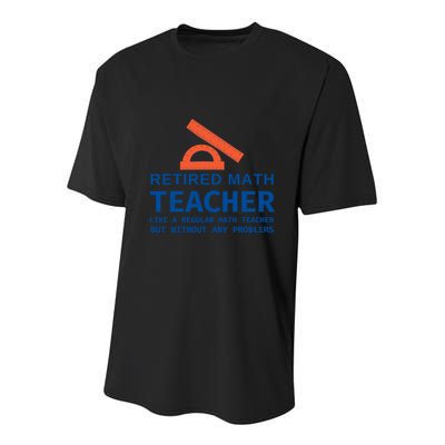 Retired Math Teacher Funny Retirement Gift Problems Youth Performance Sprint T-Shirt