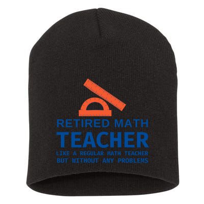 Retired Math Teacher Funny Retirement Gift Problems Short Acrylic Beanie
