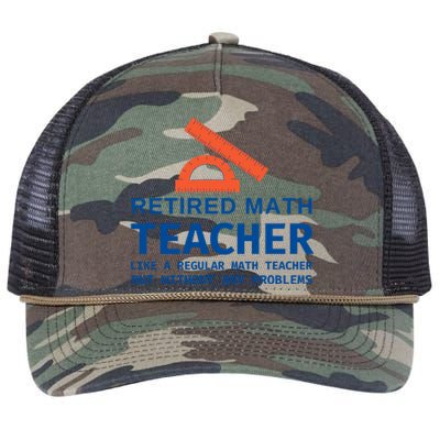 Retired Math Teacher Funny Retirement Gift Problems Retro Rope Trucker Hat Cap