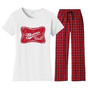 Retro Mama Tried Beer Mama Western Country Mom Drinking Gift Women's Flannel Pajama Set