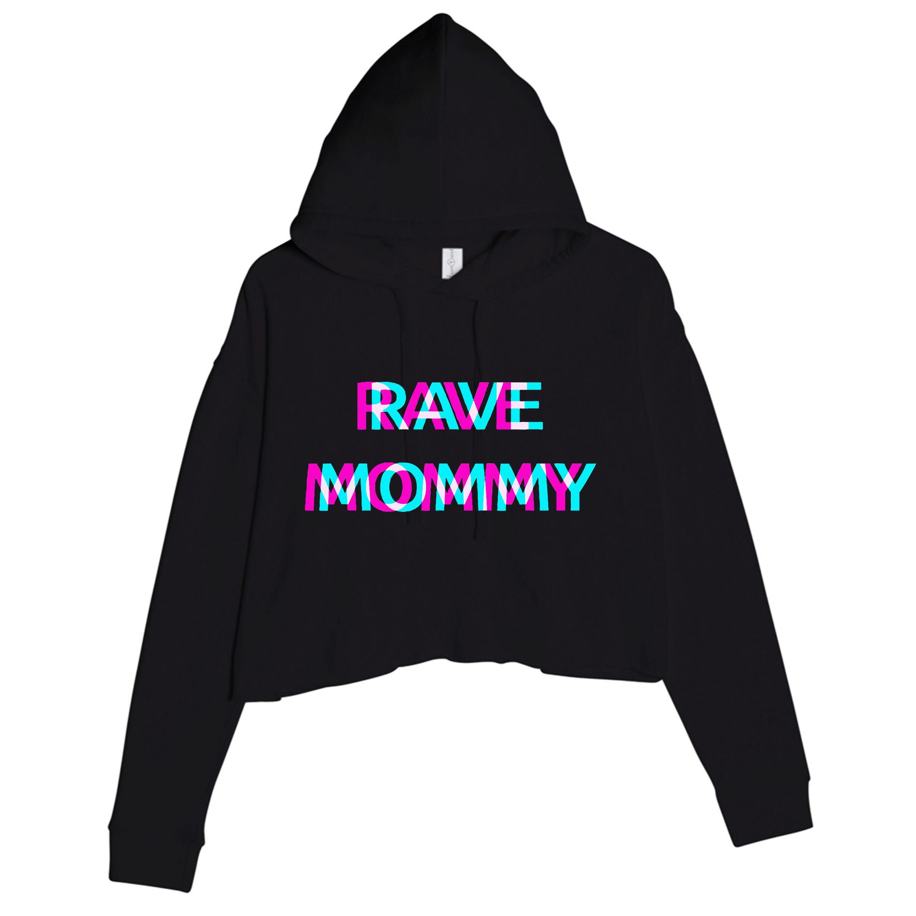 Rave Mommy Techno Edm Music Festival Mother Mom Raver Crop Fleece Hoodie
