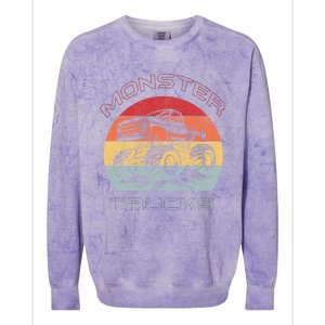 Retro Monster Trucks Gift Colorblast Crewneck Sweatshirt