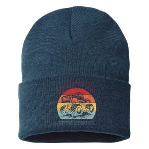 Retro Monster Trucks Gift Sustainable Knit Beanie