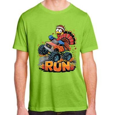 Run Monster Truck Turkey Thanksgiving Funny Turkey Adult ChromaSoft Performance T-Shirt