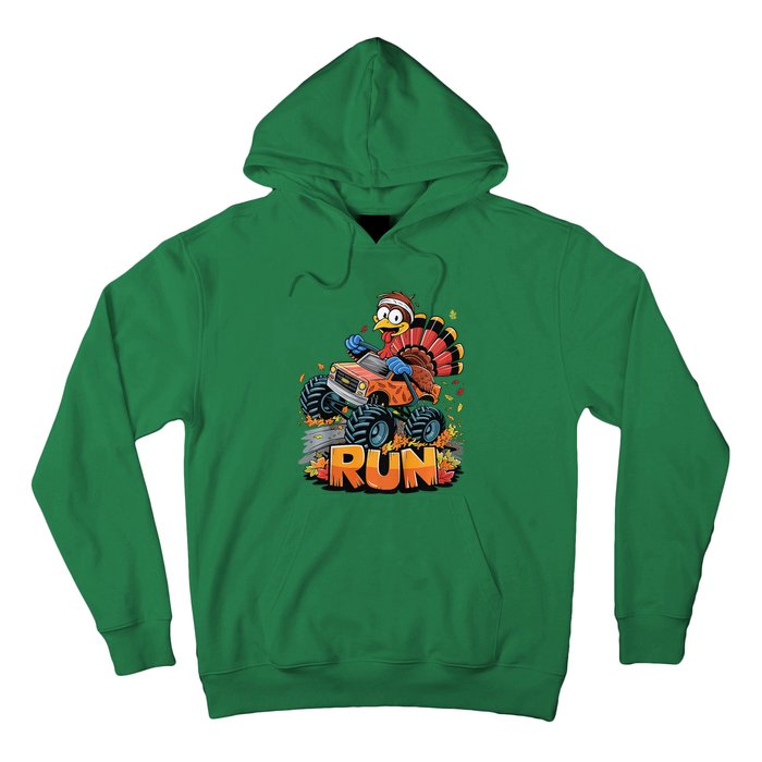 Run Monster Truck Turkey Thanksgiving Funny Turkey Hoodie