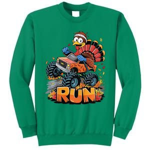 Run Monster Truck Turkey Thanksgiving Funny Turkey Sweatshirt