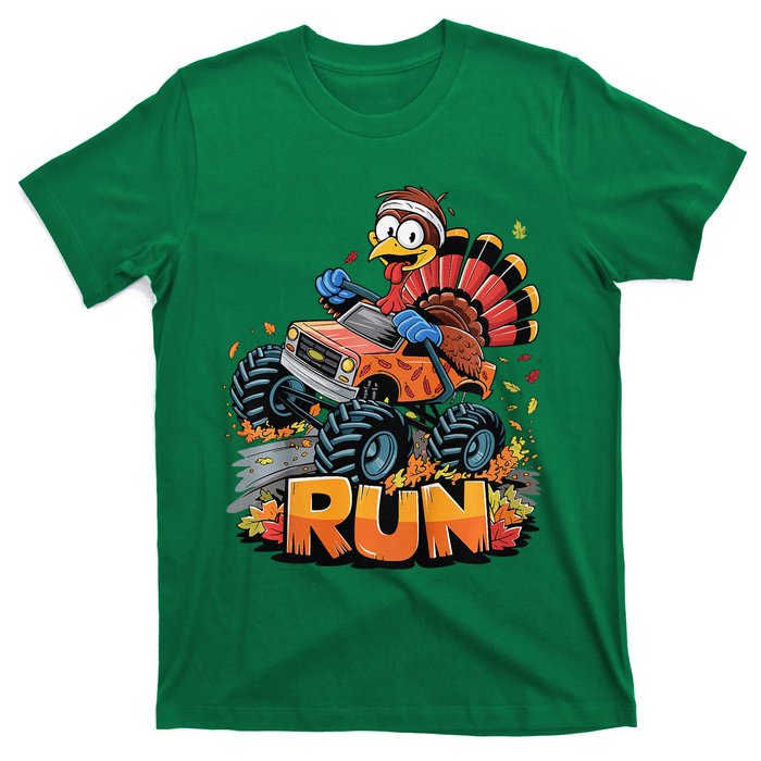 Run Monster Truck Turkey Thanksgiving Funny Turkey T-Shirt