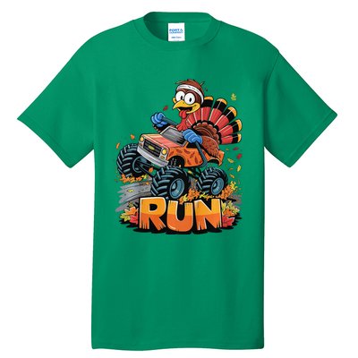 Run Monster Truck Turkey Thanksgiving Funny Turkey Tall T-Shirt