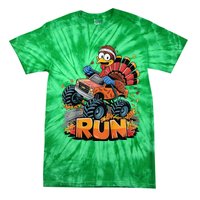 Run Monster Truck Turkey Thanksgiving Funny Turkey Tie-Dye T-Shirt