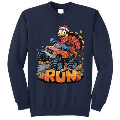 Run Monster Truck Turkey Thanksgiving Funny Turkey Tall Sweatshirt