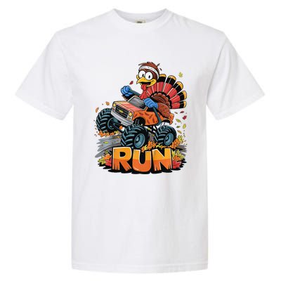 Run Monster Truck Turkey Thanksgiving Funny Turkey Garment-Dyed Heavyweight T-Shirt