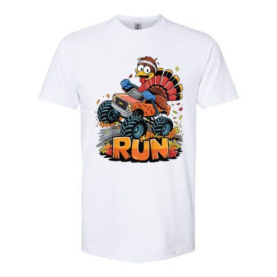 Run Monster Truck Turkey Thanksgiving Funny Turkey Softstyle CVC T-Shirt