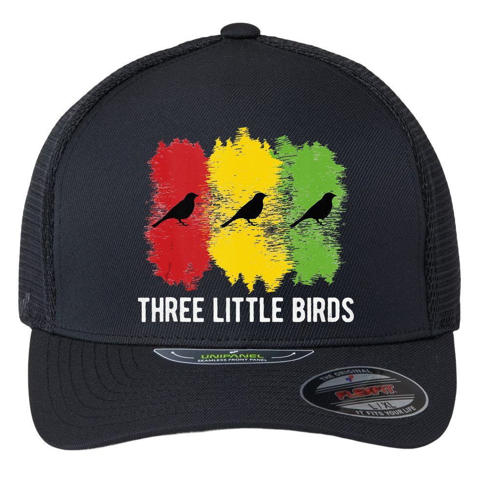 Reggae Music Three Little Birds Quote Slogan Fun Gift Flexfit Unipanel Trucker Cap