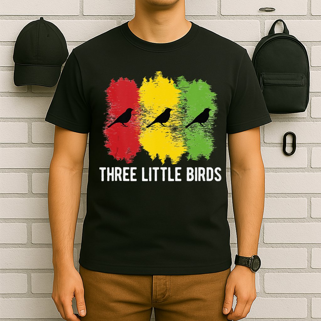 Reggae Music Three Little Birds Quote Slogan Fun Gift T-Shirt