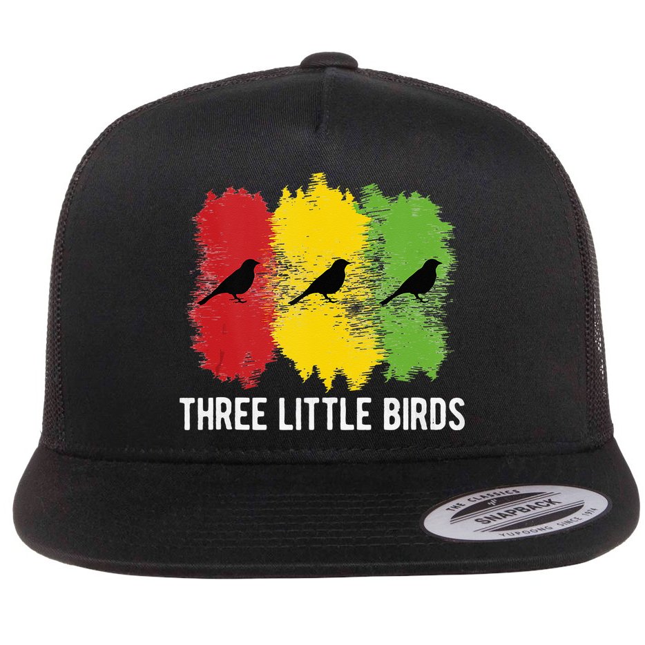 Reggae Music Three Little Birds Quote Slogan Fun Gift Flat Bill Trucker Hat