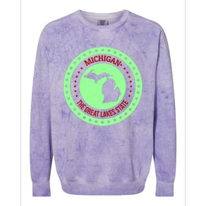 Retro Michigan The Great Lake State Logo Colorblast Crewneck Sweatshirt