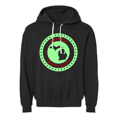 Retro Michigan The Great Lake State Logo Garment-Dyed Fleece Hoodie