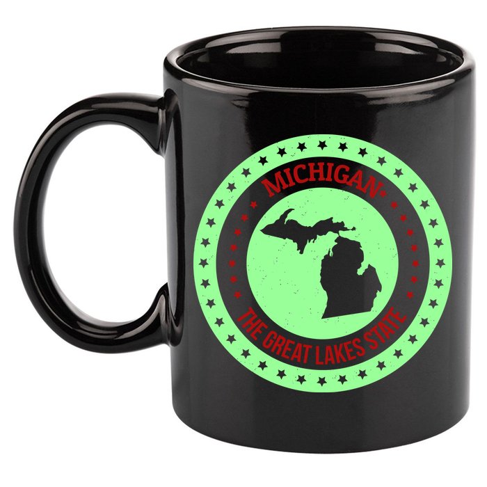 Retro Michigan The Great Lake State Logo 11oz C Handle Ceramic Mug