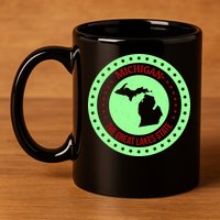 Retro Michigan The Great Lake State Logo 11oz C Handle Ceramic Mug