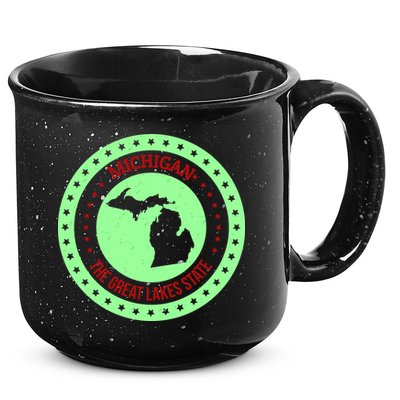 Retro Michigan The Great Lake State Logo 15oz Campfire Ceramic Mug