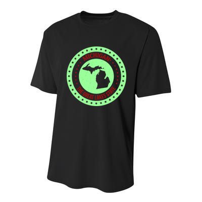 Retro Michigan The Great Lake State Logo Youth Performance Sprint T-Shirt