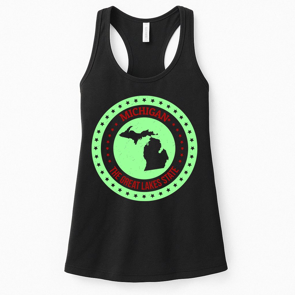 Retro Michigan The Great Lake State Logo Womens Tank Top