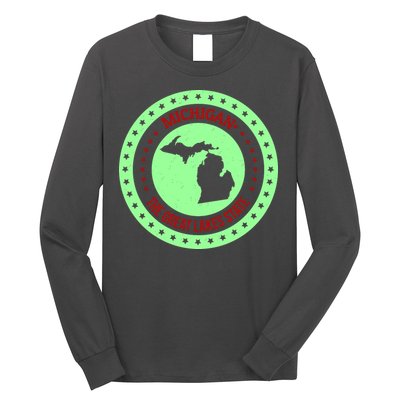 Retro Michigan The Great Lake State Logo Long Sleeve Shirt