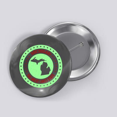 Retro Michigan The Great Lake State Logo Button