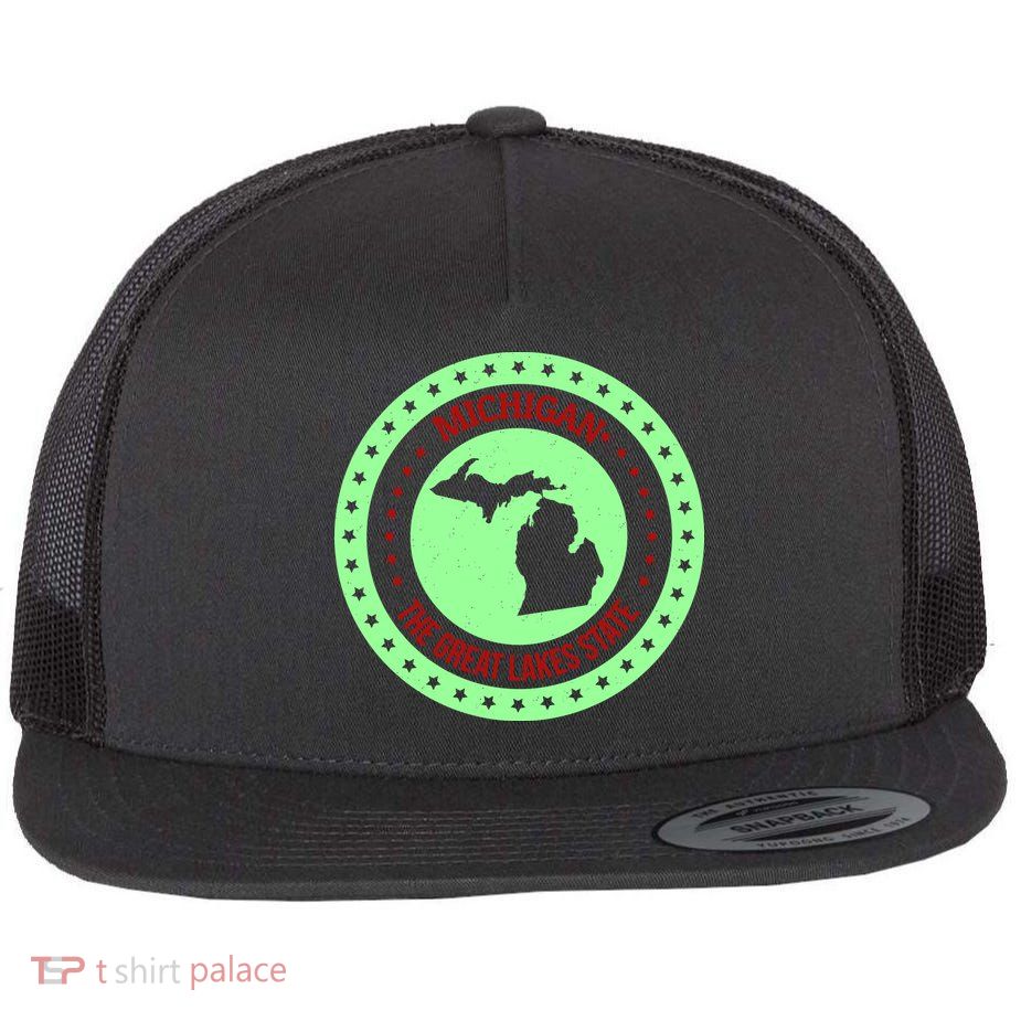 Retro Michigan The Great Lake State Logo Flatbill Hat