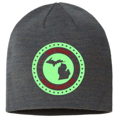 Retro Michigan The Great Lake State Logo Sustainable Beanie