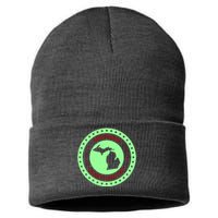 Retro Michigan The Great Lake State Logo Sustainable Knit Beanie