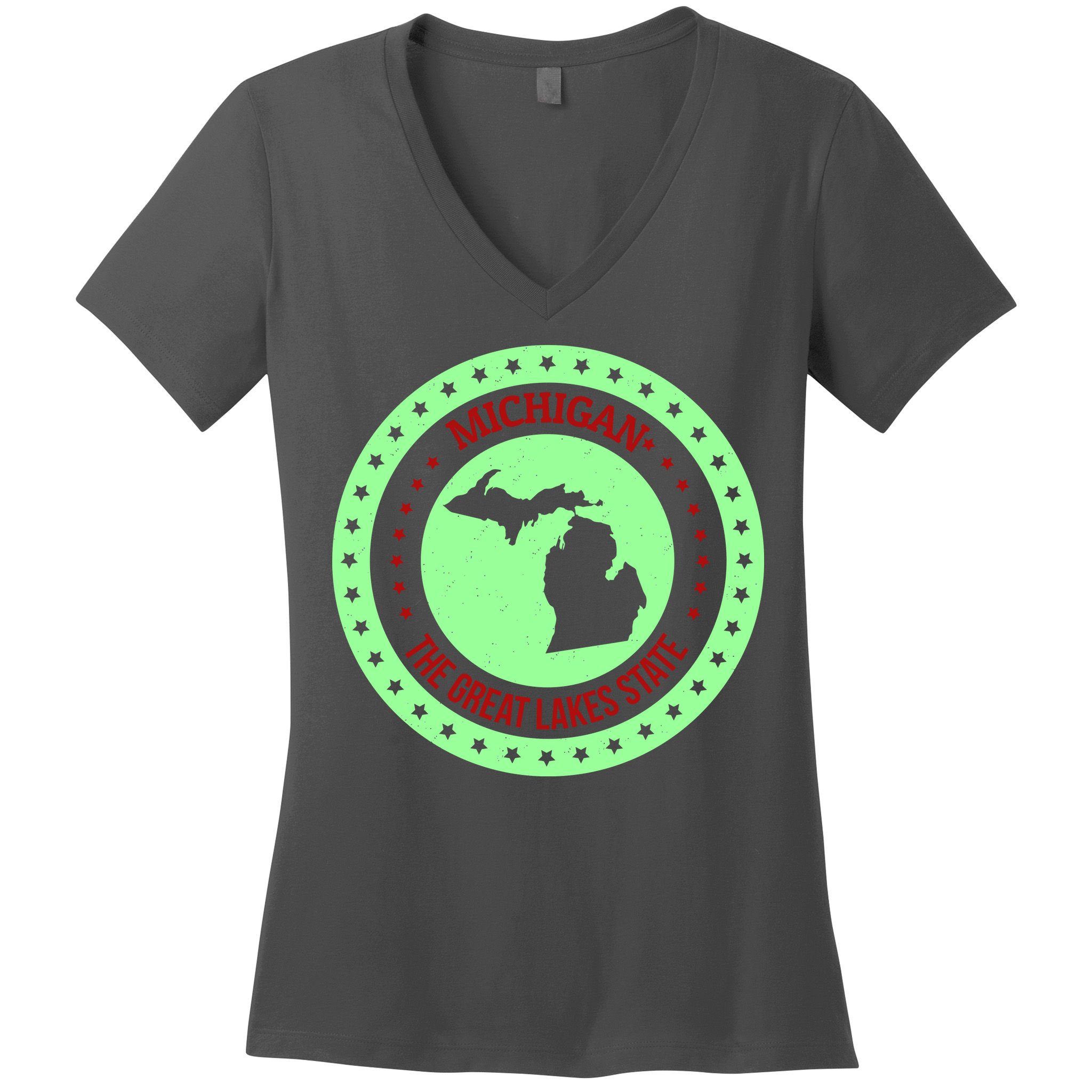 Retro Michigan The Great Lake State Logo Women's V-Neck T-Shirt