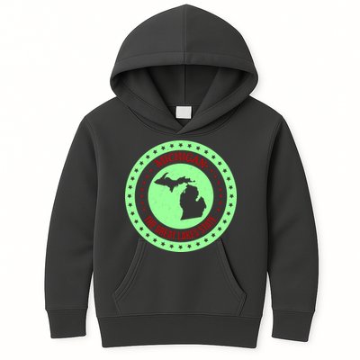 Retro Michigan The Great Lake State Logo Kids Hoodie