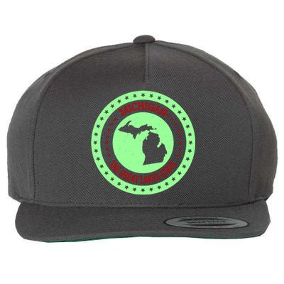 Retro Michigan The Great Lake State Logo Wool Snapback Cap